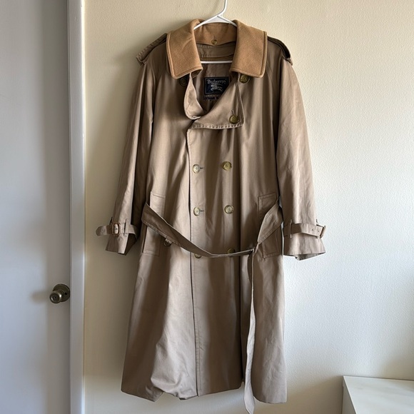 Vintage Burberry Tan Nova Check Plaid Lined Double Breasted Tie Trench Coat - Picture 3 of 16